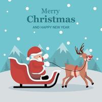 Christmas card of Santa Claus in his sleigh vector