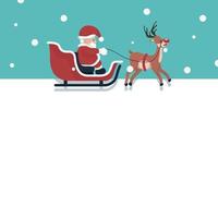 Christmas card of Santa Claus in his sleigh with blank card to write vector