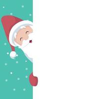 Santa Christmas card peeking over the poster vector