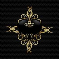 black heart design with golden ornaments vector