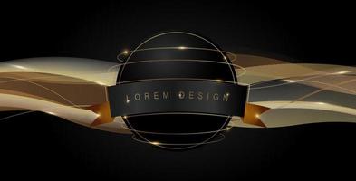 rounded black background design with gold line ornamant vector