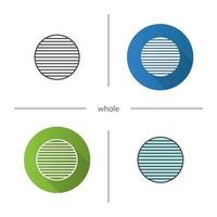 Whole symbol icon. Flat design, linear and color styles. Sliced circle. Abstract metaphor. Isolated vector illustrations