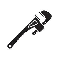 Monkey wrench glyph icon. Silhouette symbol. Spanner. Negative space. Vector isolated illustration