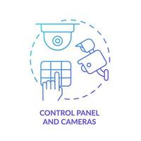 Control panel and cameras blue gradient concept icon. House safeguard abstract idea thin line illustration. Home protection system. Remote and wired. Vector isolated outline color drawing.