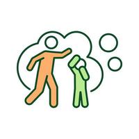 Parental abuse RGB color icon. Physical harm. Insulting interaction. Domestic violence. Child maltreatment. Excessive physical punishment. Isolated vector illustration. Simple filled line drawing