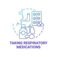 Taking respiratory medications blue gradient concept icon. Pulmonary rehabilitation abstract idea thin line illustration. Illness prevention, treatment. Vector isolated outline color drawing