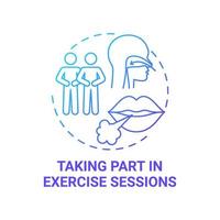 Taking part in excercise sessions blue gradient concept icon. Pulmonary rehabilitation abstract idea thin line illustration. Breathing exercises. Vector isolated outline color drawing. Editable stroke