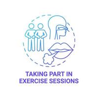 Taking part in excercise sessions blue gradient concept icon. Pulmonary rehabilitation abstract idea thin line illustration. Breathing exercises. Vector isolated outline color drawing. Editable stroke