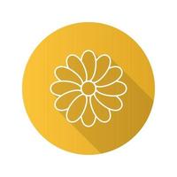 Chamomile head flat linear long shadow icon. Vector outline symbol