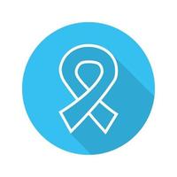 AIDS ribbon flat linear long shadow icon. Vector outline symbol