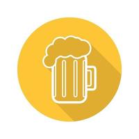 Beer glass flat linear long shadow icon. Vector outline symbol