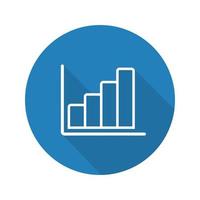 Growth chart flat linear long shadow icon. Business statistics graph. Vector outline symbol