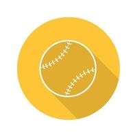 bola de béisbol icono de sombra plana lineal larga. símbolo de contorno vectorial vector