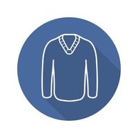 suéter plano lineal larga sombra icono. jersey de invierno. símbolo de contorno vectorial vector