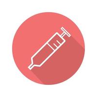 Syringe flat linear long shadow icon. Vector outline symbol