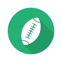 Rugby ball flat design long shadow glyph icon. American football ball. Vector silhouette illustration