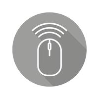Wireless computer mouse flat linear long shadow icon. Vector outline symbol