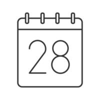 vigésimo octavo día del mes icono lineal. Ilustración de línea fina. Calendario de pared con 28 letreros. símbolo de contorno de fecha. dibujo de contorno aislado vectorial vector