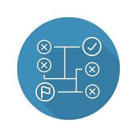 resolución de problemas icono plano lineal larga sombra. Toma de decisiones. símbolo de contorno vectorial vector