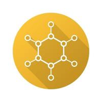 Molecule flat linear long shadow icon. Molecular structure model. Vector line symbol