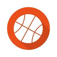 Basketball ball flat design long shadow glyph icon. Vector silhouette illustration