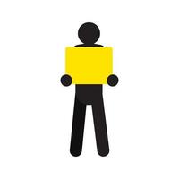 Man standing with square box in hands silhouette. Delivery service. Shipment. Parcel. Isolated vector illustration. Deliveryman, courier