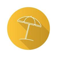 Beach umbrella flat linear long shadow icon. Vector outline symbol