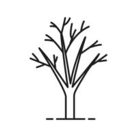 Tree without leaves linear icon. Thin line illustration. Autumn tree contour symbol. Vector isolated outline drawing