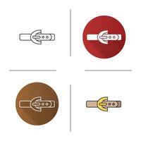 Leather belt icon. Flat design, linear and color styles. Isolated vector illustrations