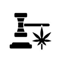 icono de glifo negro de legalización de cannabis. venta y uso recreativo legal. legalidad de la marihuana. industria del cannabis. iniciativas de reforma. símbolo de silueta en el espacio en blanco. vector ilustración aislada