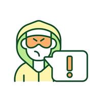 Anonymous internet hater RGB color icon. Expressing negative emotions online. Hate speech. Promoting hatred and violence in social media. Isolated vector illustration. Simple filled line drawing