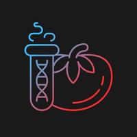 GMO testing gradient vector icon for dark theme. Food genetic modification detection. DNA and protein based examination. Thin line color symbol. Modern style pictogram. Vector isolated outline drawing