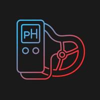 Food pH measurement gradient vector icon for dark theme. Products acidity and alkalinity. Food test with pH meter. Thin line color symbol. Modern style pictogram. Vector isolated outline drawing