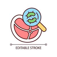 Pathogen testing RGB color icon. Food contaminant. Virus detection. Reduce foodborne illnesses. Laboratory food testing. Isolated vector illustration. Simple filled line drawing. Editable stroke