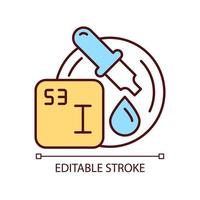 Iodine-starch test RGB color icon. Starch identification testing. Amylum presence in products. Chemical composition analysis. Isolated vector illustration. Simple filled line drawing. Editable stroke