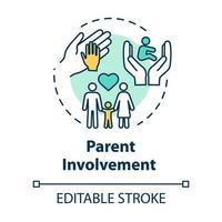 Parent involvement concept icon. Positive environment for kids. Love and care. Family encouragement idea thin line illustration. Vector isolated outline RGB color drawing. Editable stroke