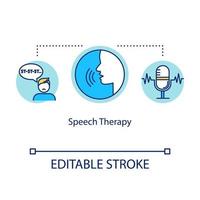 Speech therapy concept icon. Asperger disorder. Exercise for stuttering. Exercise and lesson. Pediatric help idea thin line illustration. Vector isolated outline RGB color drawing. Editable stroke