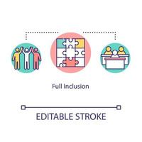 Full inclusion concept icon. Student equality. Diverse community. Positive support. Inclusive education idea thin line illustration. Vector isolated outline RGB color drawing. Editable stroke