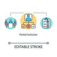 Partial inclusion concept icon. Teamwork teaching. Special studying program. Inclusive education idea thin line illustration. Vector isolated outline RGB color drawing. Editable stroke