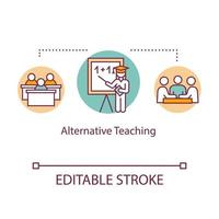 Alternative teaching concept icon. Specialized studying program. Group learning. Inclusive education idea thin line illustration. Vector isolated outline RGB color drawing. Editable stroke
