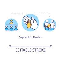 Support of mentor concept icon. Teacher instruction and help. Coaching and training. Tuition idea thin line illustration. Vector isolated outline RGB color drawing. Editable stroke