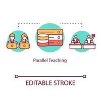 Parallel teaching concept icon. Co-teaching practice. Tutors and teachers. Inclusive education idea thin line illustration. Vector isolated outline RGB color drawing. Editable stroke