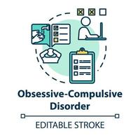 Obsessive compulsive disorder concept icon. OCD. Mental illness. Psychology, psychiatry. Healthcare idea thin line illustration. Vector isolated outline RGB color drawing. Editable stroke