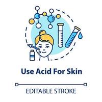 Use acid for skin concept icon. Face rejuvenation, AHA and BHA cosmetics, anti wrinkle beauty procedure idea thin line illustration. Vector isolated outline RGB color drawing. Editable stroke