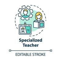 Specialized teacher concept icon. Professional tutor. Tuition and counseling. Inclusive education idea thin line illustration. Vector isolated outline RGB color drawing. Editable stroke