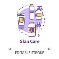 Skin care, beauty concept icon. Cleansing or moisturizing cosmetic products, cosmetology, face care idea thin line illustration. Vector isolated outline RGB color drawing. Editable stroke