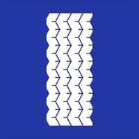 Track tread RGB white icon. Detailed automobile, motorcycle tyre marks. Car wheel trace with thin grooves. Vehicle tire trail. Isolated vector illustration on blue background