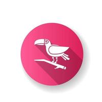 Toucan pink flat design long shadow glyph icon. Exotic bird. Brazilian fauna. Wildlife. Tropical birdie. Ornithology. South America wild animal. Silhouette RGB color illustration vector