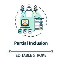 Partial inclusion concept icon. Mainstreaming teaching. Special studying program. Inclusive education idea thin line illustration. Vector isolated outline RGB color drawing. Editable stroke