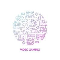 Video game abstract gradient linear concept layout with headline. Gamers and players fun. Playing console minimalistic idea. Thin line graphic drawings. Isolated vector contour icons for background